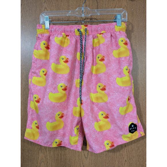 Neff Men's Small Medium Swim Pink Shorts With Yellow Rubber Ducks - Trunks Surf - Picture 1 of 10